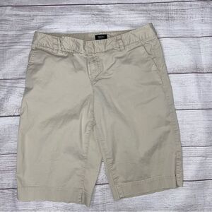 Mossimo stretch cotton blend flat front chino shorts tan sz 6 women
